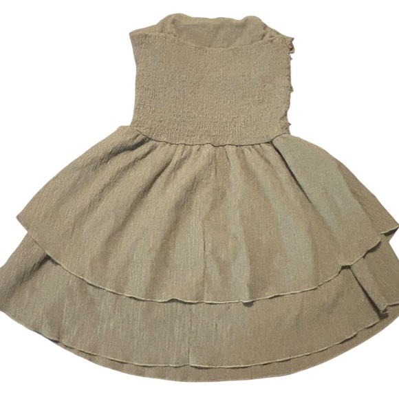 Tiered Ruffle Dress Strapless Mini Dress Green Party Cocktail Dress - Picture 3 of 8